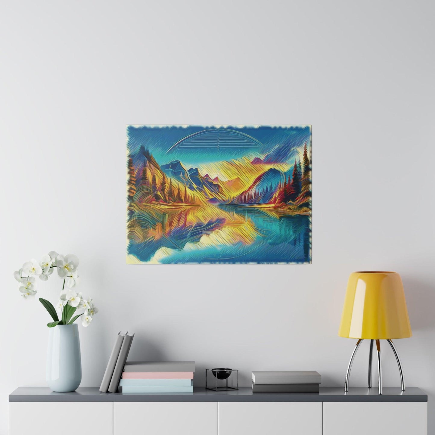 Mountain Reflections at Dawn - Matte Canvas, Stretched 0.75'' - Artsquarenft