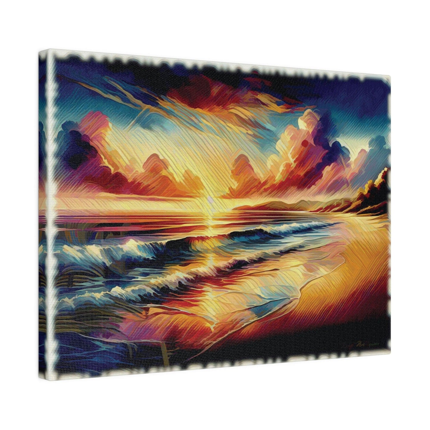 Sunset Waves on the Shore - Matte Canvas, Stretched, 0.75 - Artsquarenft