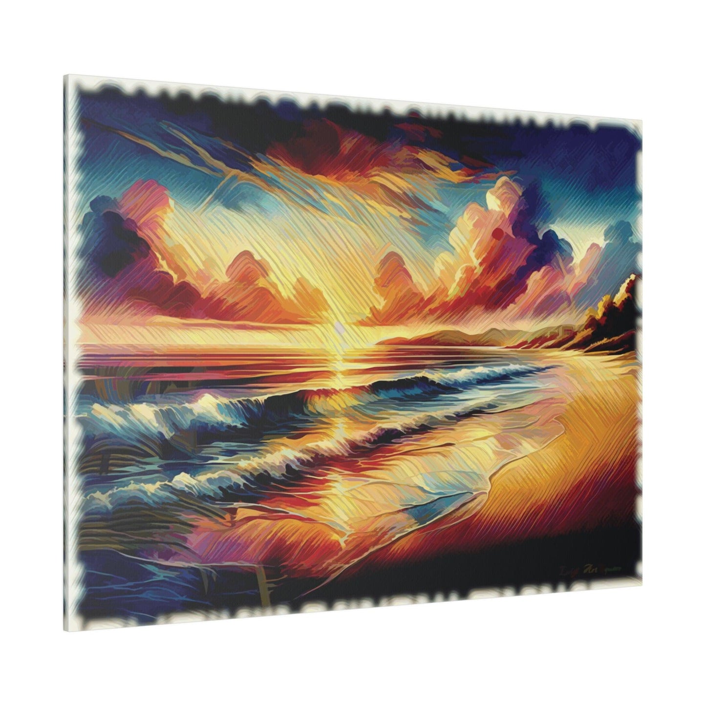 Sunset Waves on the Shore - Matte Canvas, Stretched, 0.75 - Artsquarenft