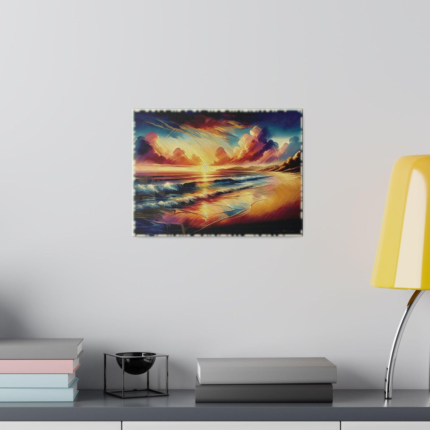 Sunset Waves on the Shore - Matte Canvas, Stretched, 0.75 - Artsquarenft