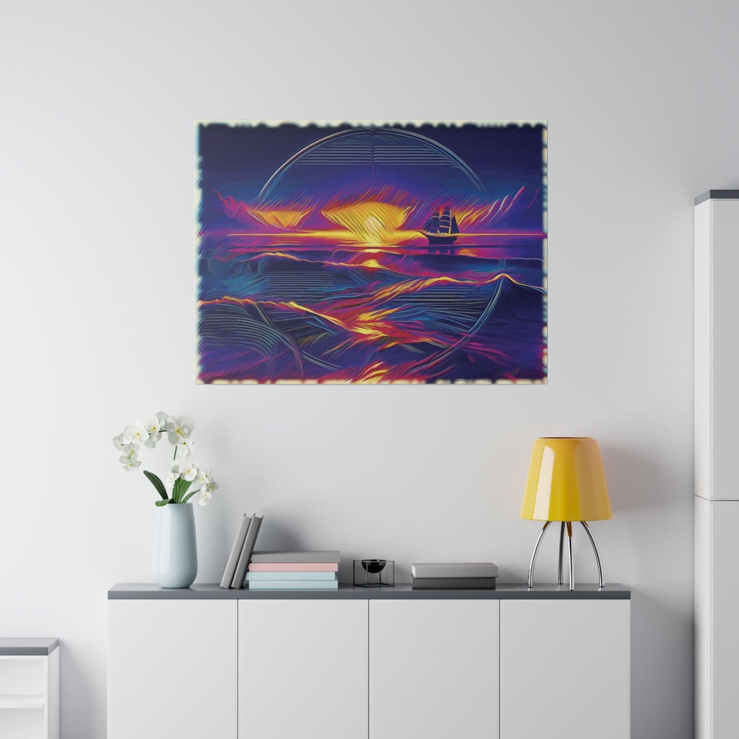 Sail into the Radiant Sunset - Matte Canvas, Stretched, 0.75 - Artsquarenft