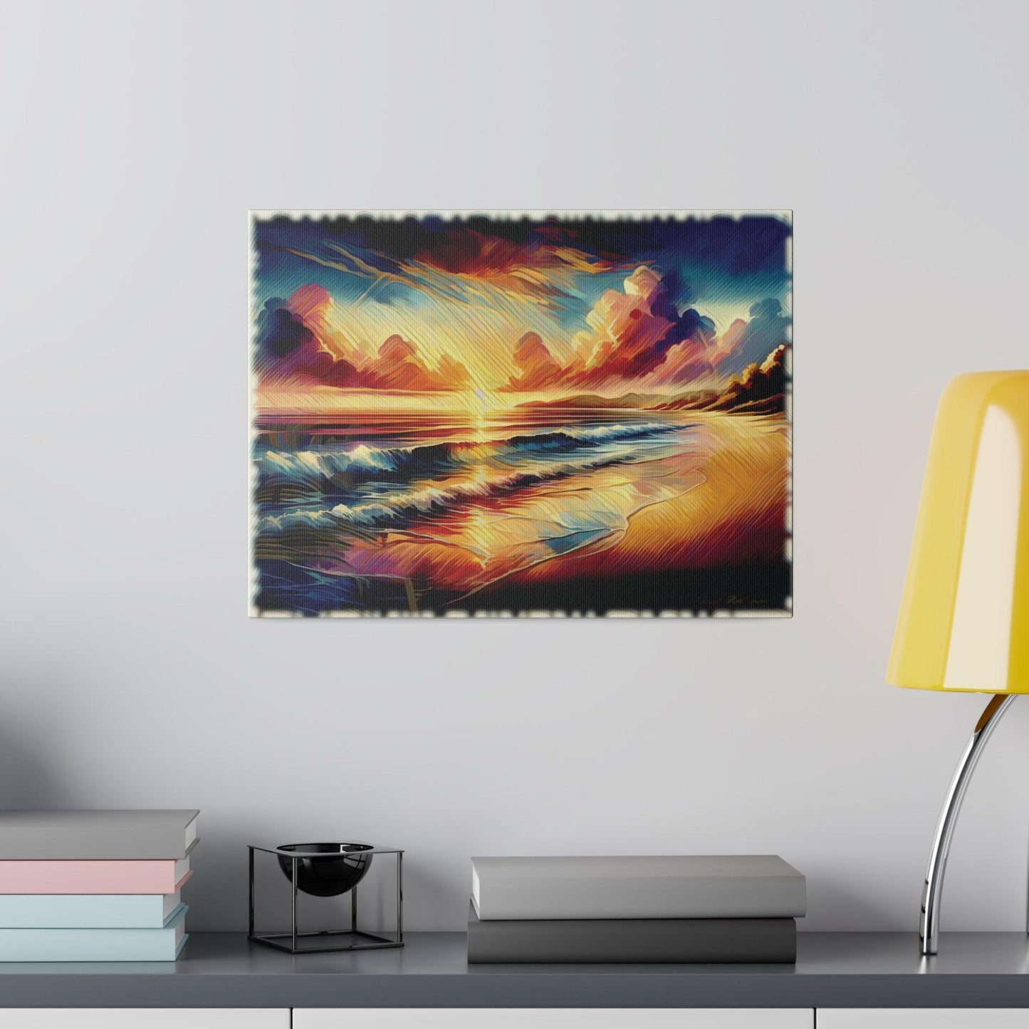Sunset Waves on the Shore - Matte Canvas, Stretched, 0.75 - Artsquarenft