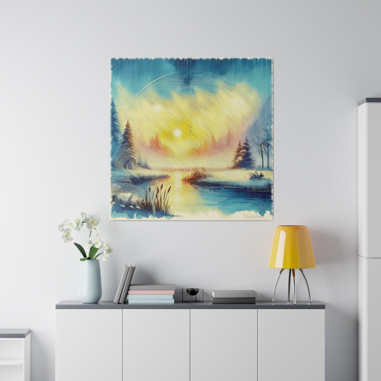 Winter's Radiant Embrace - Matte Canvas, Stretched, 0.75" - Artsquarenft