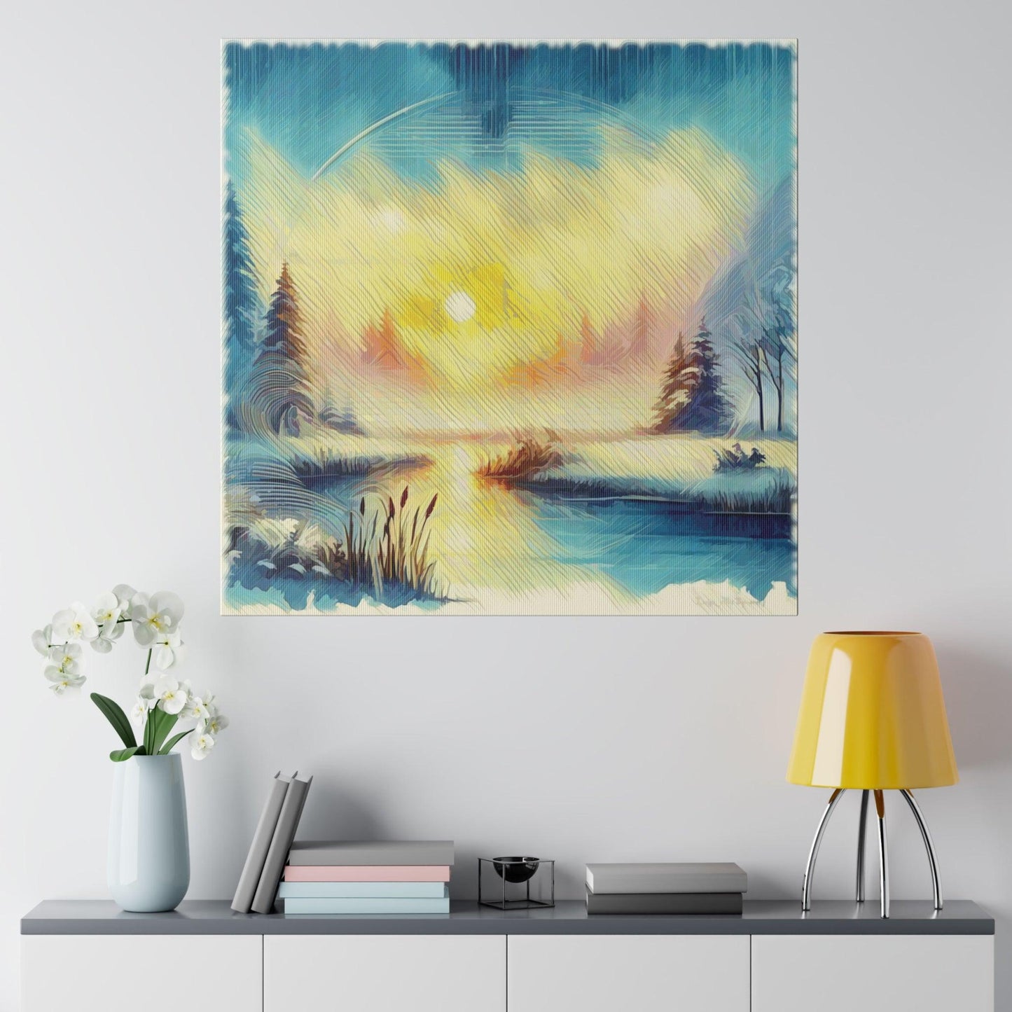 Winter's Radiant Embrace - Matte Canvas, Stretched, 0.75" - Artsquarenft