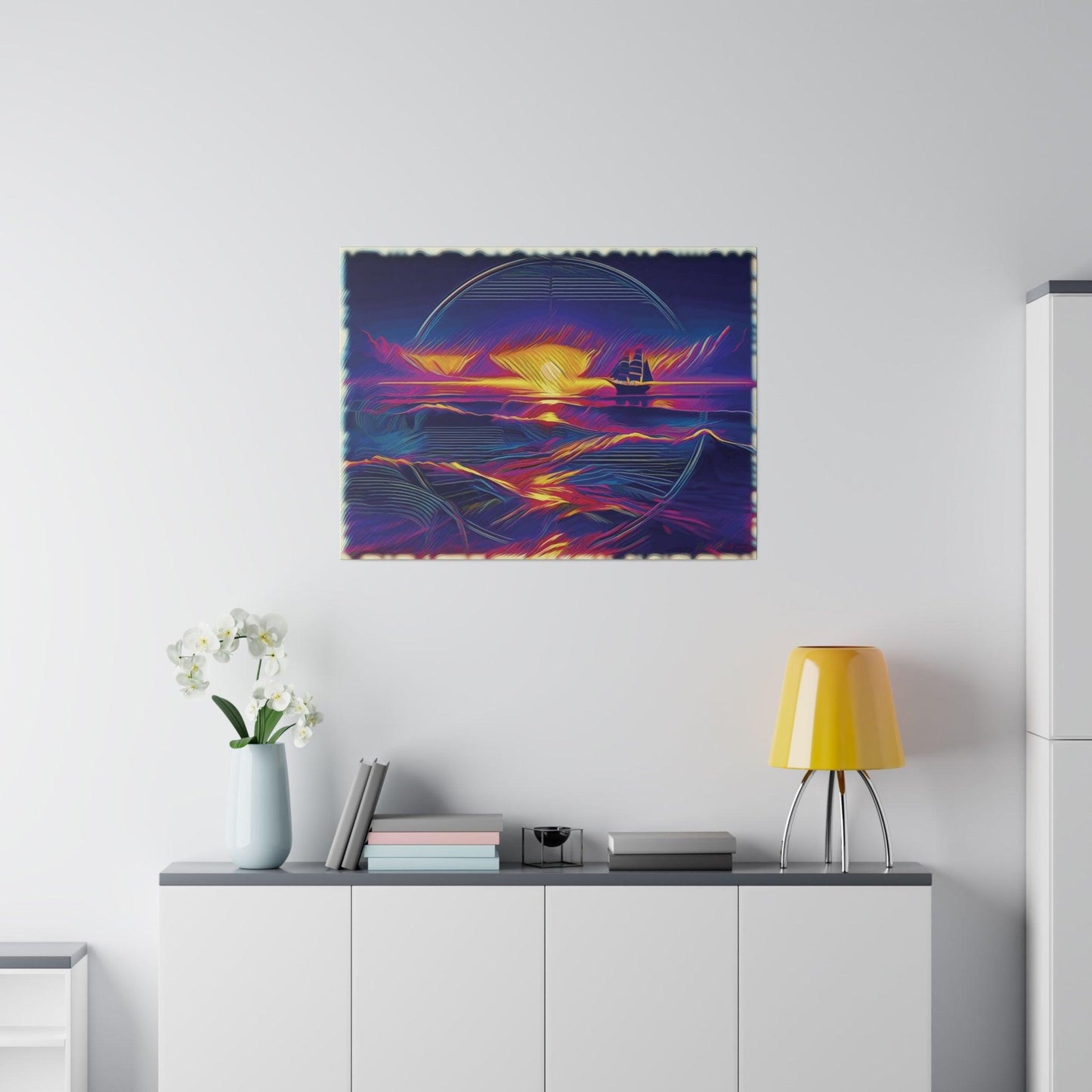 Sail into the Radiant Sunset - Matte Canvas, Stretched, 0.75 - Artsquarenft