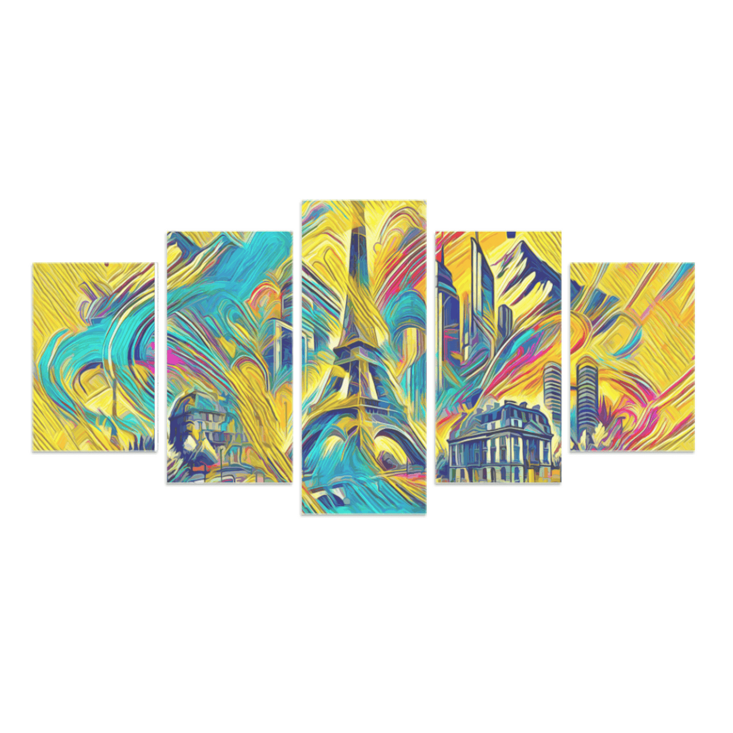 Canvas 5 Pannelli Medium Telaio Eiffel Tower: Elegance and Modernity in Five Panel - Artsquarenft
