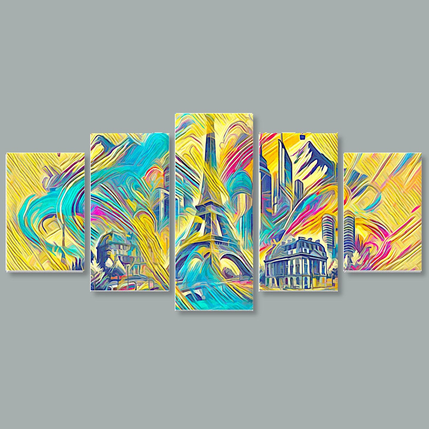 Canvas 5 Pannelli Medium Telaio Eiffel Tower: Elegance and Modernity in Five Panel - Artsquarenft