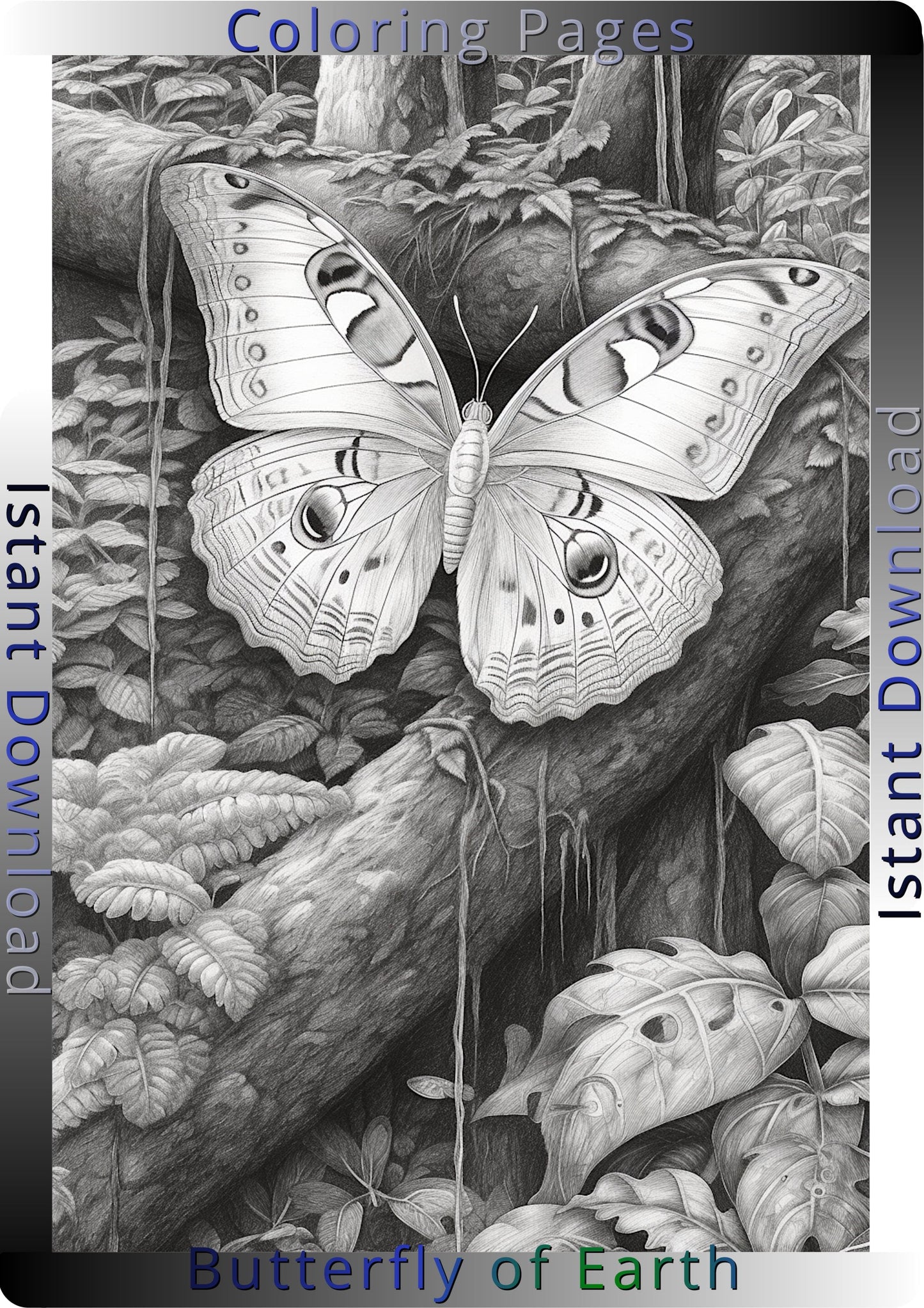 Earth Butterfly - Artistic Coloring Pages - Artsquarenft