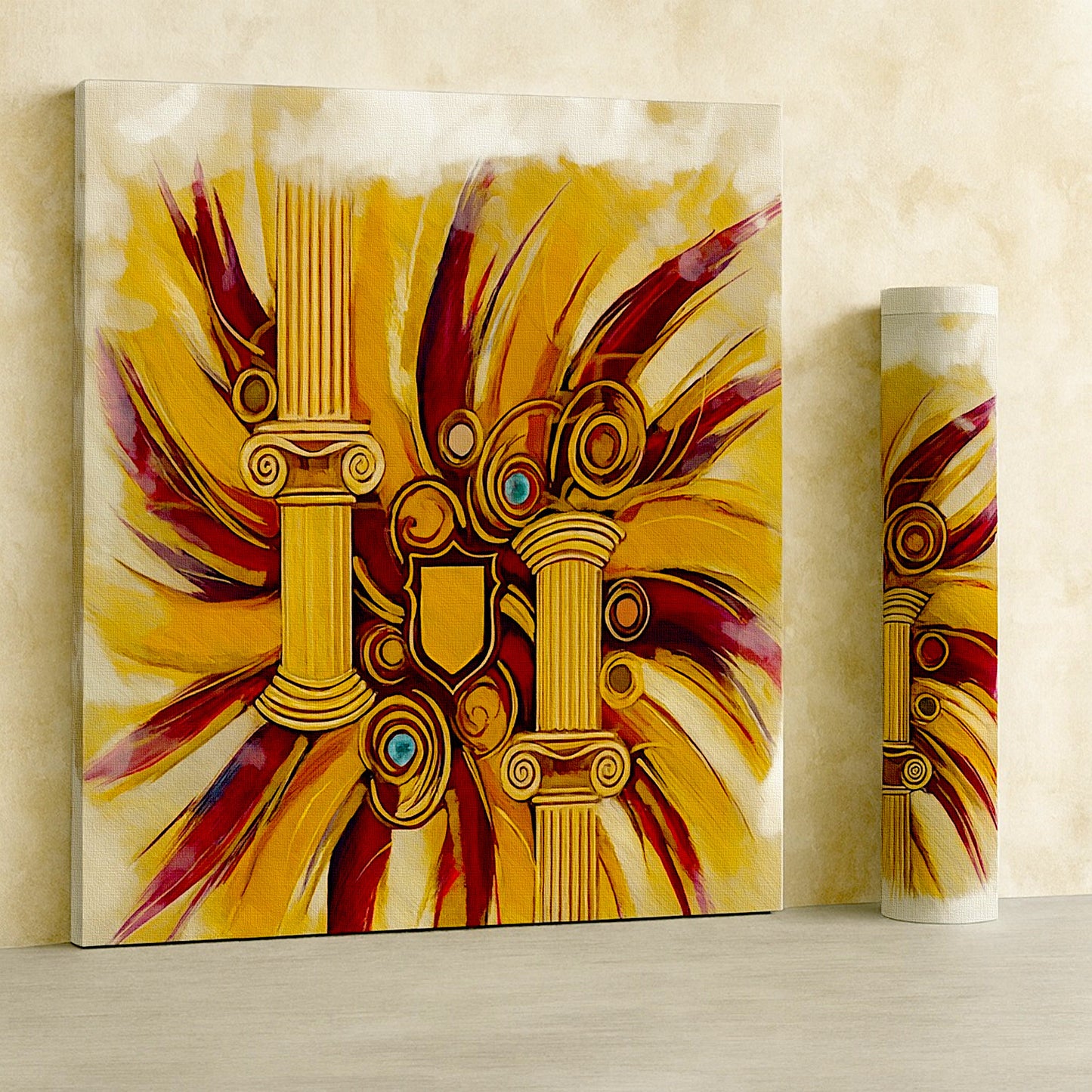 First Impression canvas print rolled packaging and framing options for entryway art