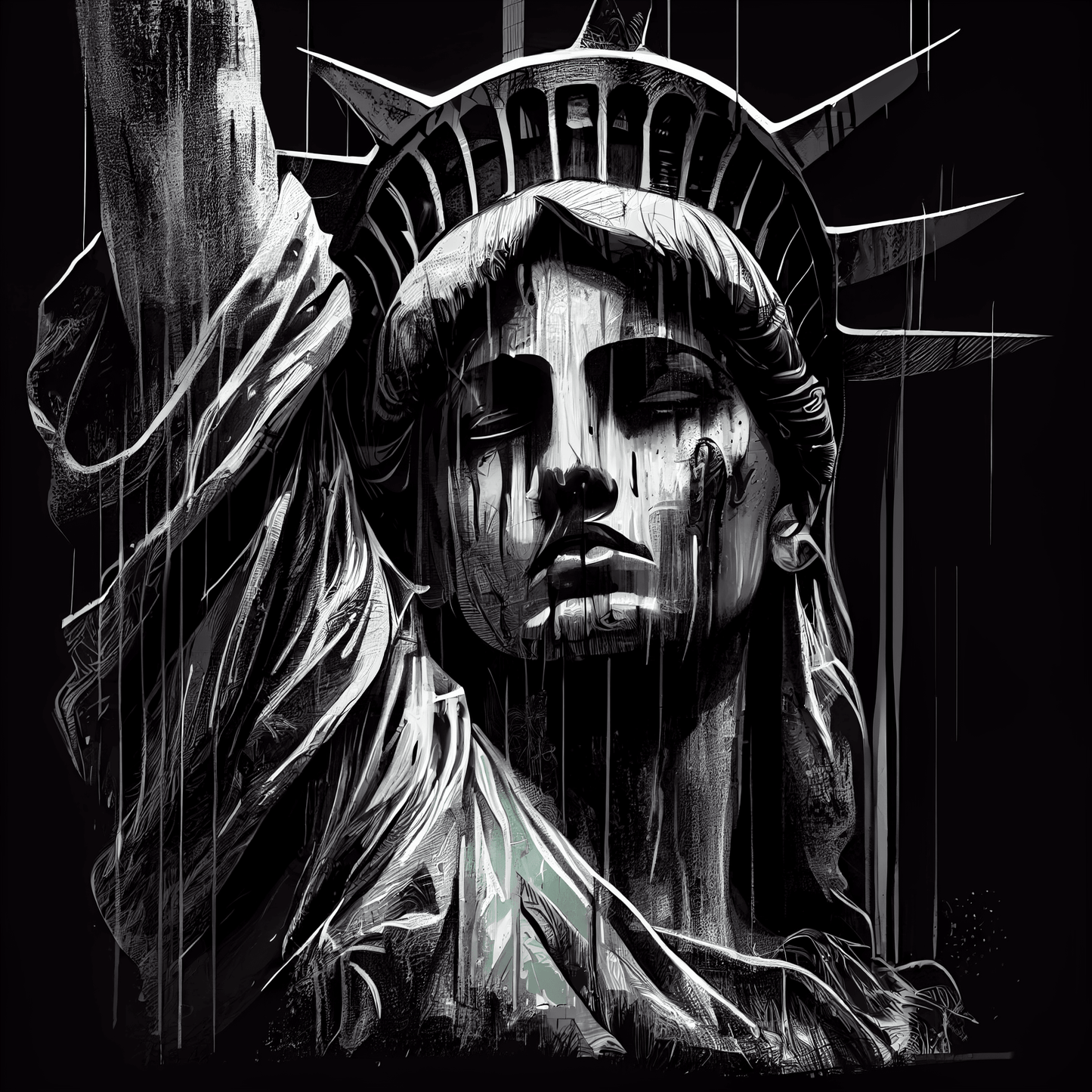 This digital image, illustration, represents the world-famous tourist attraction, "The Statue of Liberty", in a unique and modern style. Created in high definition, it captures the audience's attention with its precise details and clean lines, creating a captivating and fascinating image. It's perfect for decorating a modern home or office and can be printed on canvas or other high-quality materials.