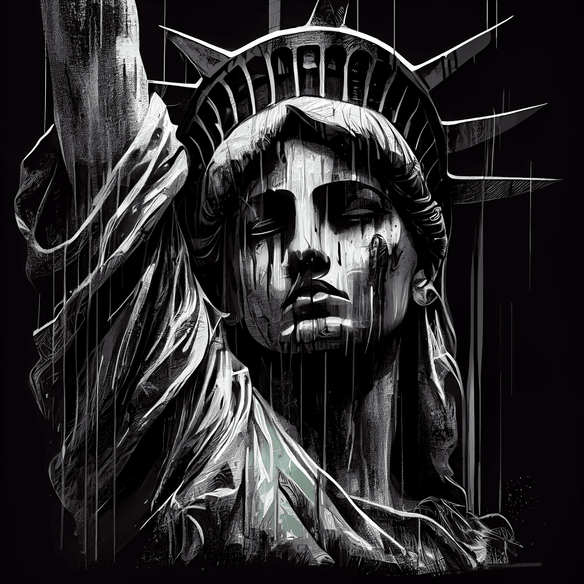 This digital image, illustration, represents the world-famous tourist attraction, "The Statue of Liberty", in a unique and modern style. Created in high definition, it captures the audience's attention with its precise details and clean lines, creating a captivating and fascinating image. It's perfect for decorating a modern home or office and can be printed on canvas or other high-quality materials.