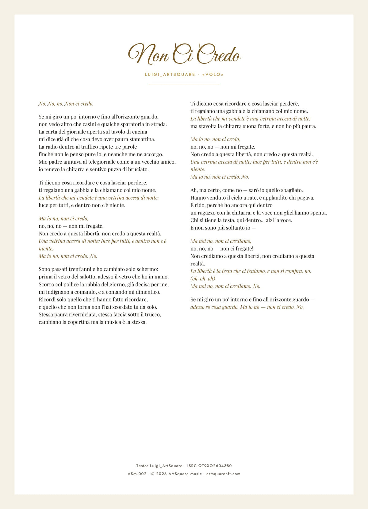 Non Ci Credo - Art Edition