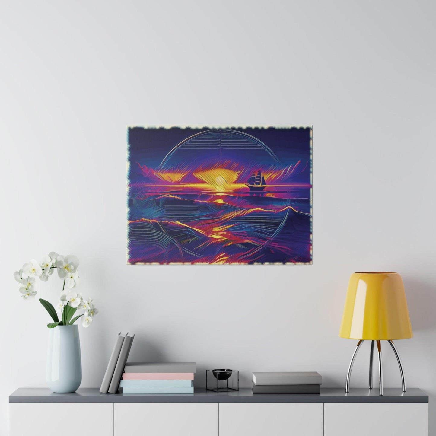 Sail into the Radiant Sunset - Matte Canvas, Stretched, 0.75 - Artsquarenft