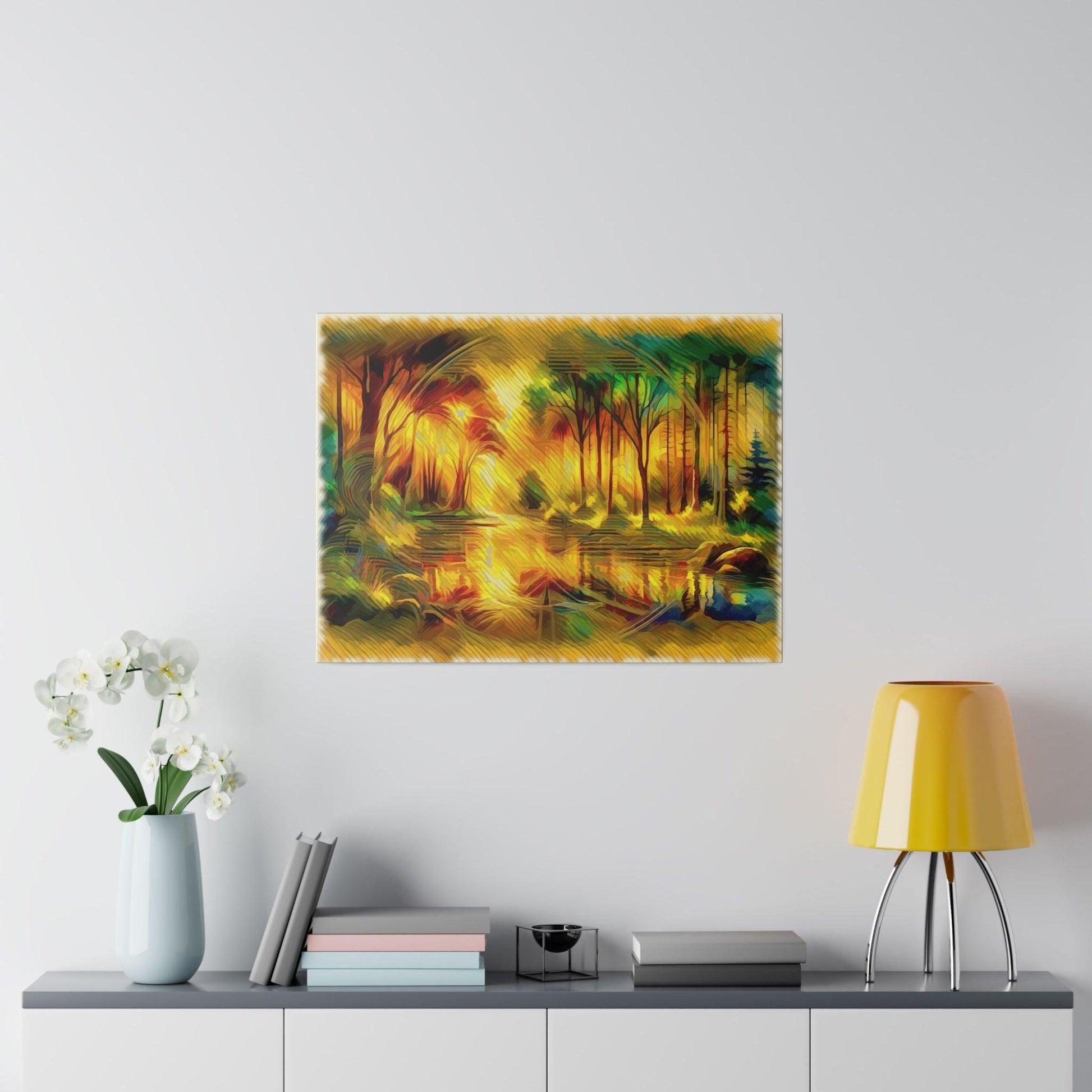 Luminous Woodland Sunrise - Matte Canvas, Stretched, 0.75 - Artsquarenft