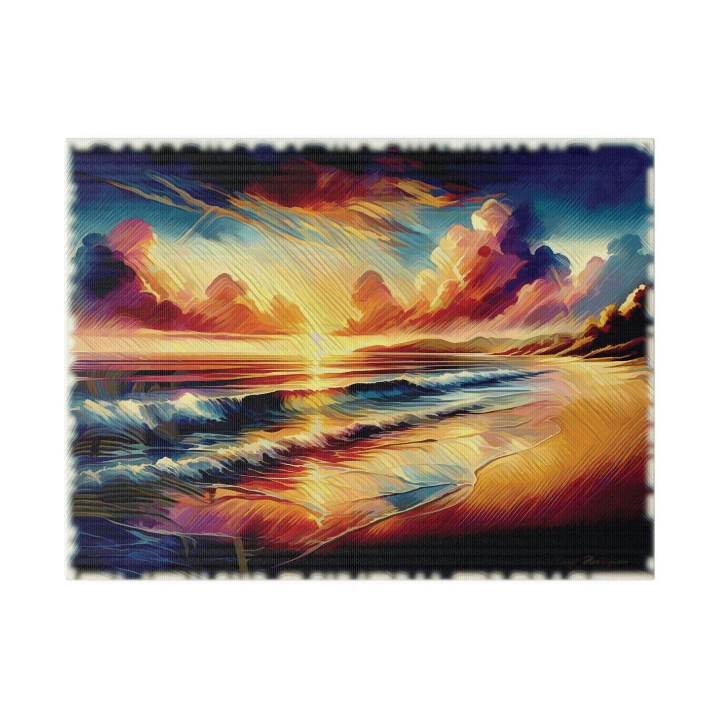 Sunset Waves on the Shore - Matte Canvas, Stretched, 0.75 - Artsquarenft