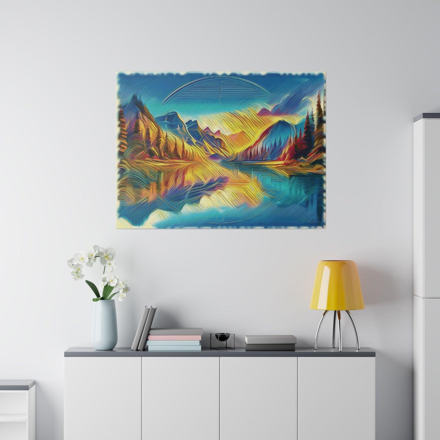 Mountain Reflections at Dawn - Matte Canvas, Stretched 0.75'' - Artsquarenft