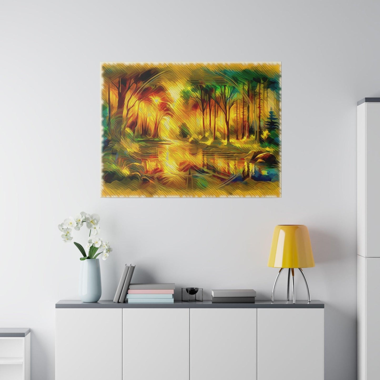 Luminous Woodland Sunrise - Matte Canvas, Stretched, 0.75 - Artsquarenft