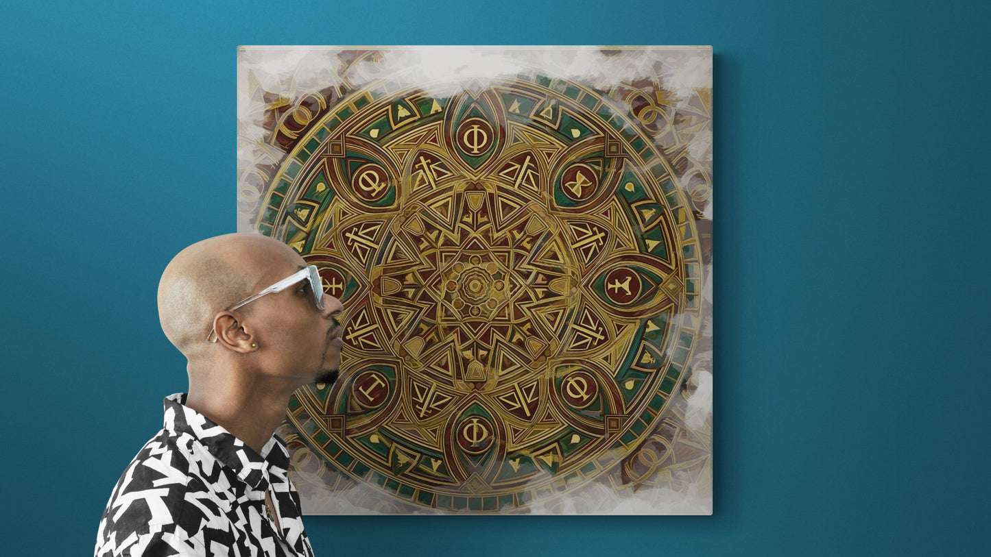 Wisdom Library office art lifestyle photo showing scale in gallery setting professional admiring artwork