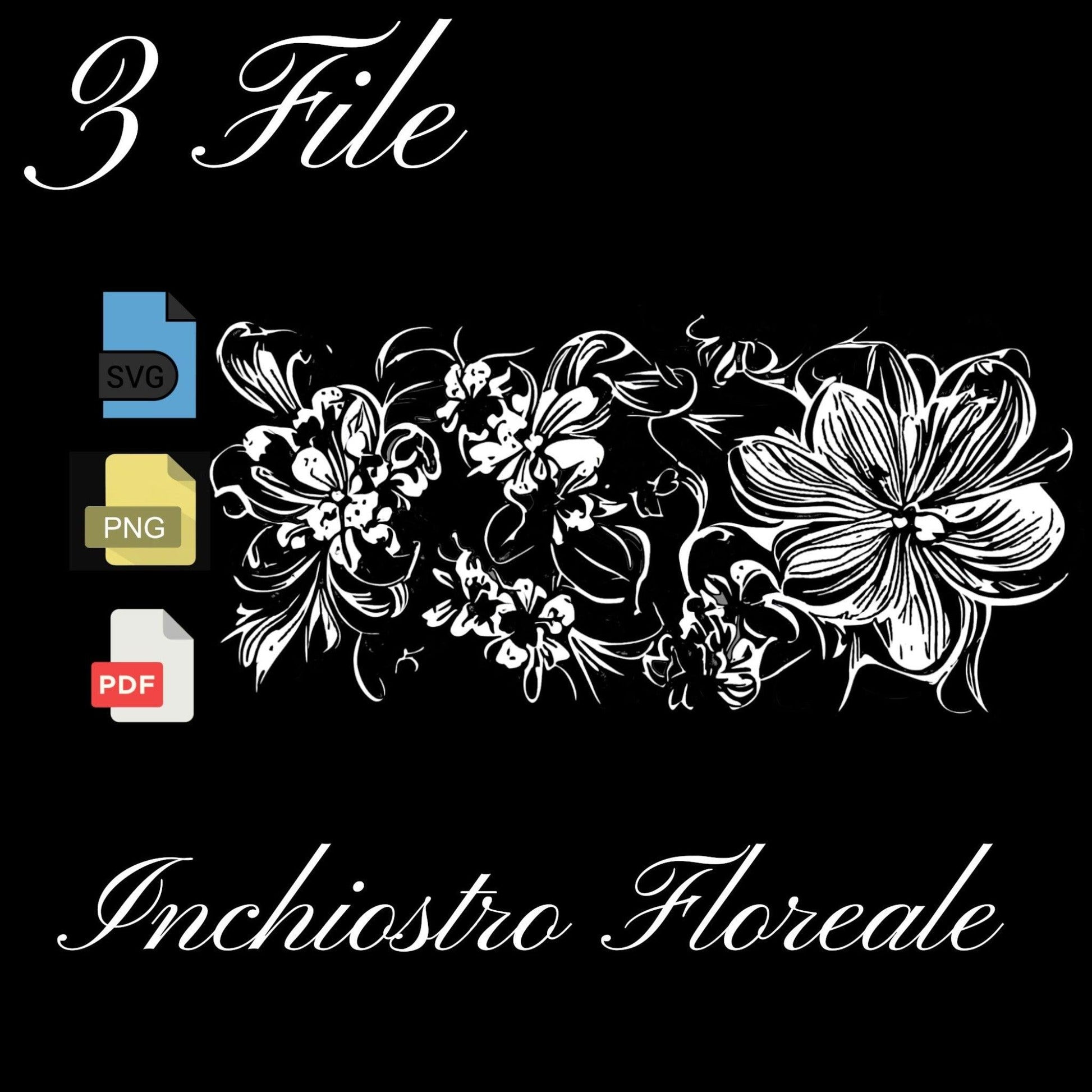 Inchiostro floreale 3 file bn