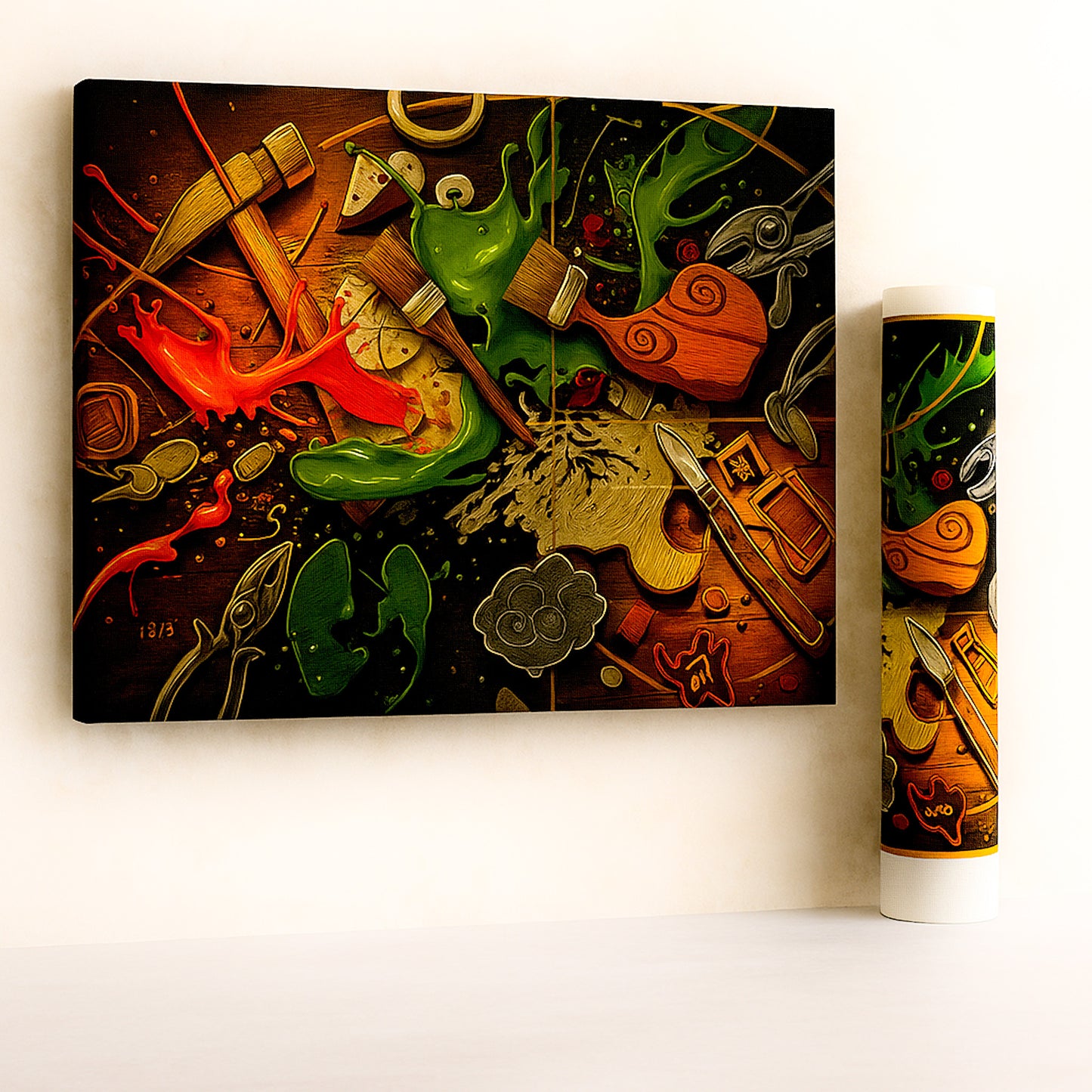 Creative Workshop canvas print close-up detail showing digital brushstrokes texture and premium materials