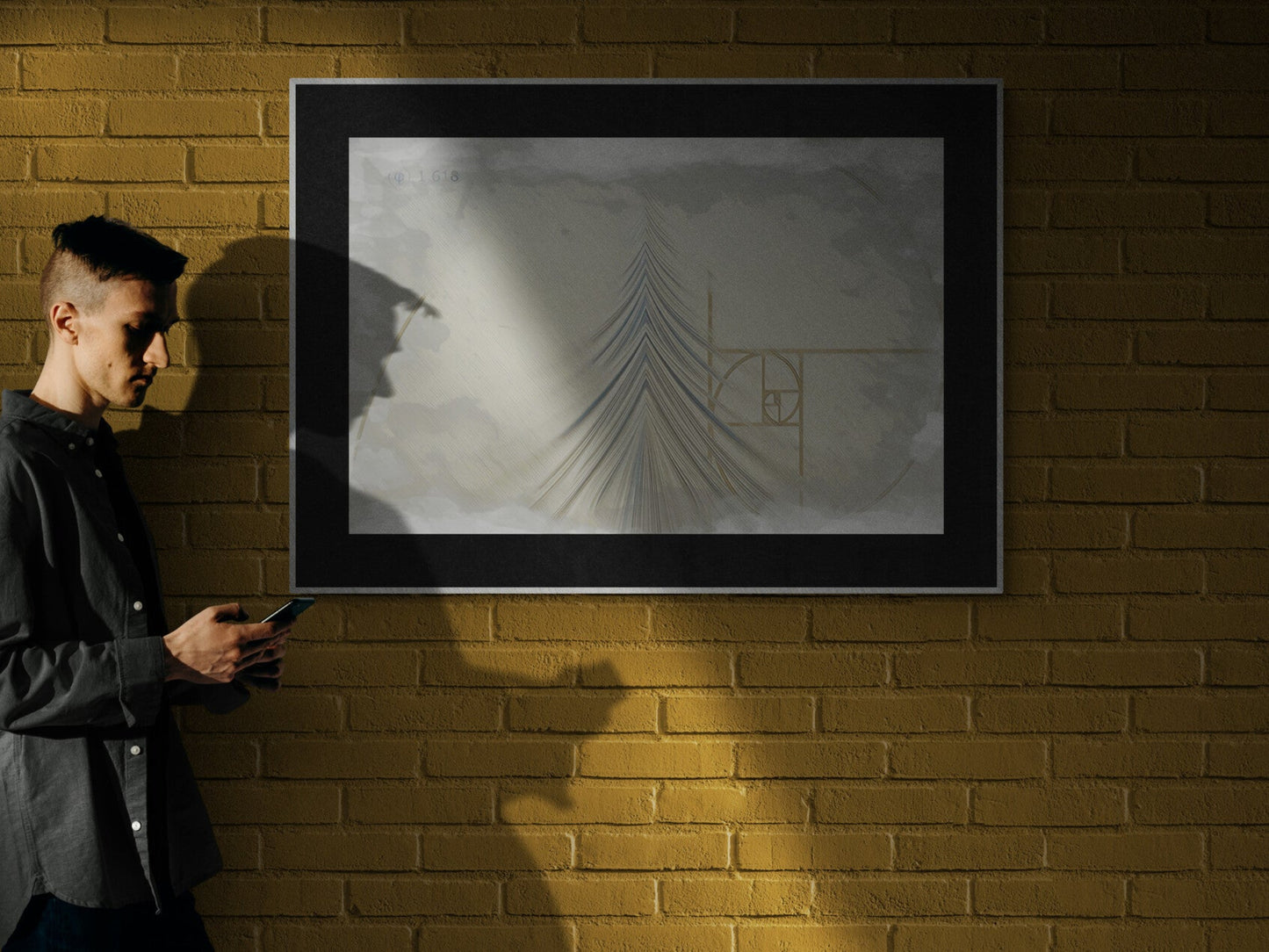 Light Flow canvas print displayed in modern elegant hallway interior with shelf lighting design