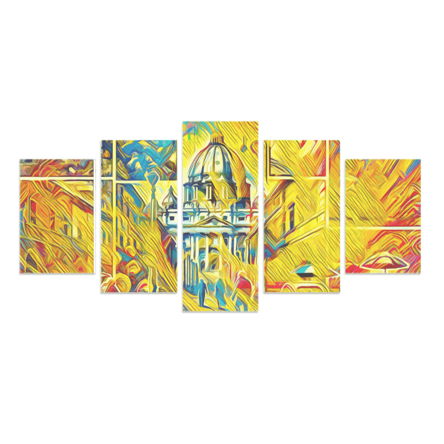 Canvas 5 Pannelli Medium Telaio Roman Streets: Historical Charm in Five Panels - Artsquarenft