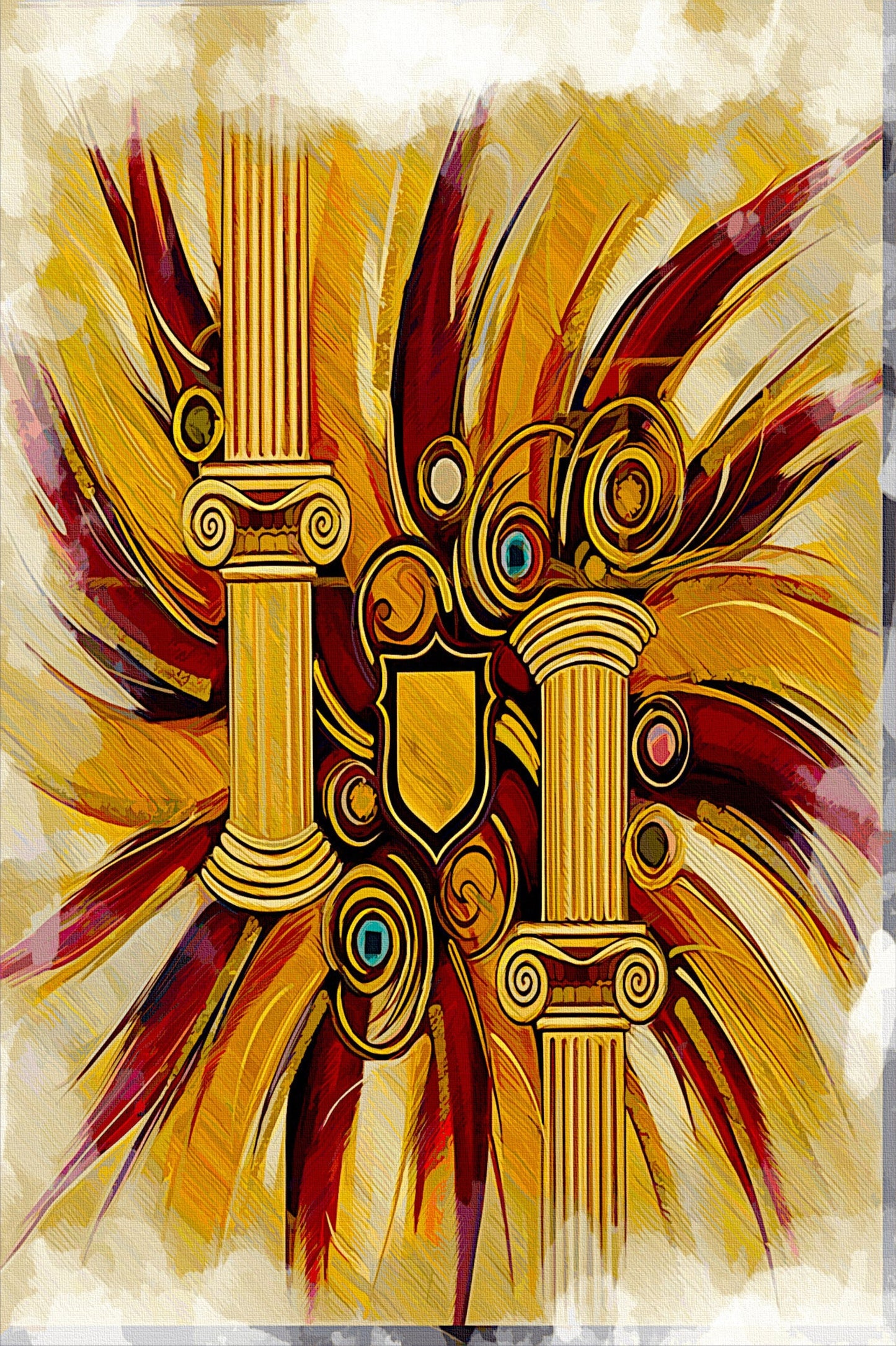 First Impression classic entryway canvas art print - gold beige elegant design by Luigi ArtSquare