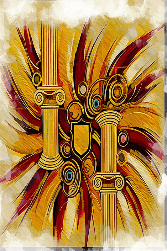 First Impression classic entryway canvas art print - gold beige elegant design by Luigi ArtSquare