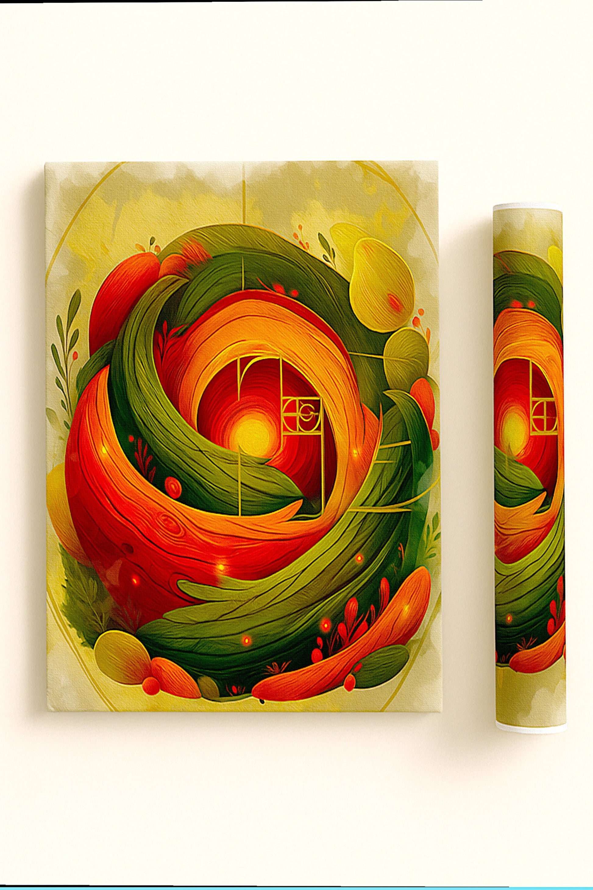 `Earth Sanctuary canvas print rolled packaging and framing options for natural bedroom wall art` |