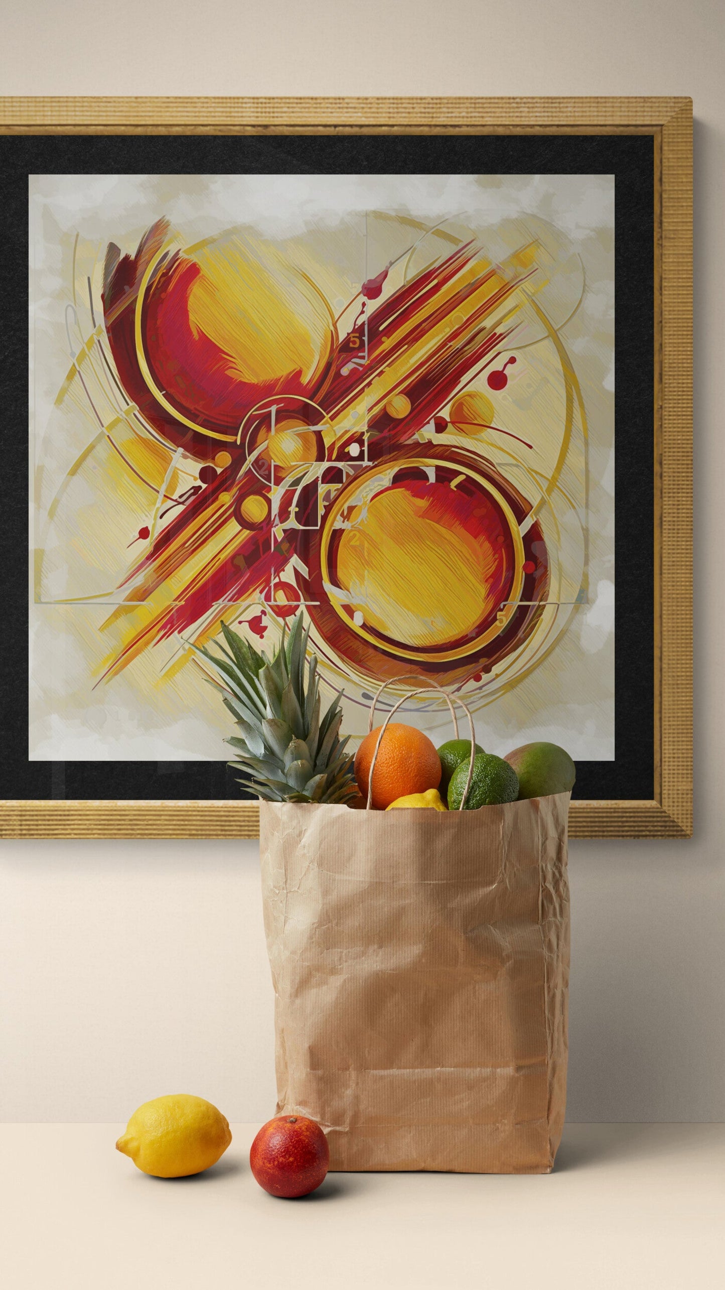 Tuscan Warmth digital brushstrokes detail: layered gold and terracotta textures, concentric circles, tactile warmth