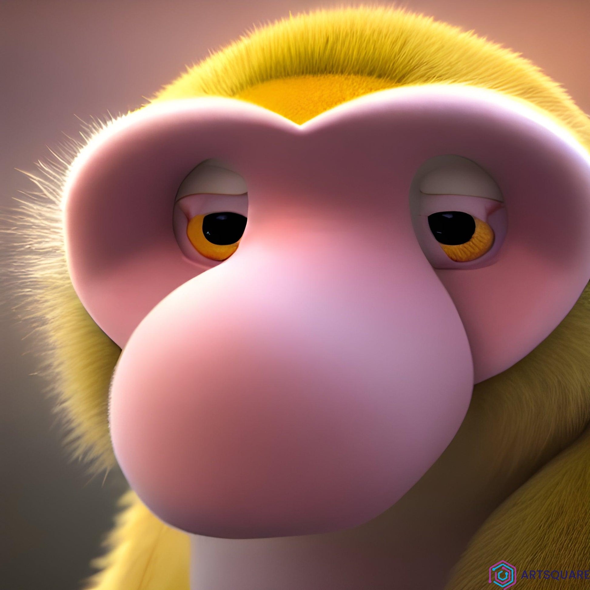 A monkey with a long and funny proboscis. This digital image is perfect for those who love strange and funny animals. This image is part of a limited collection of only 500 copies, each with a unique serial number ranging from 
